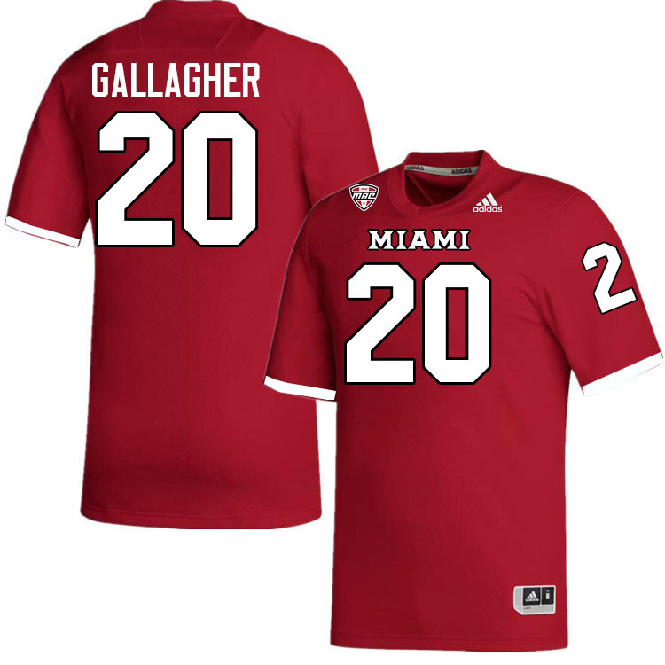 Miami University Redhawks #20 Tommy Gallagher College Football Jerseys Stitched-Red